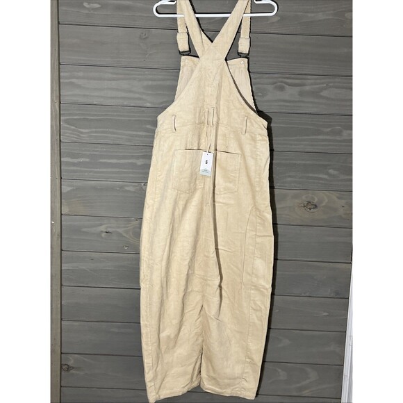 Boutique Barrel Corduroy Overalls Womens Small NWT Beige Cream Boho - Picture 4 of 7